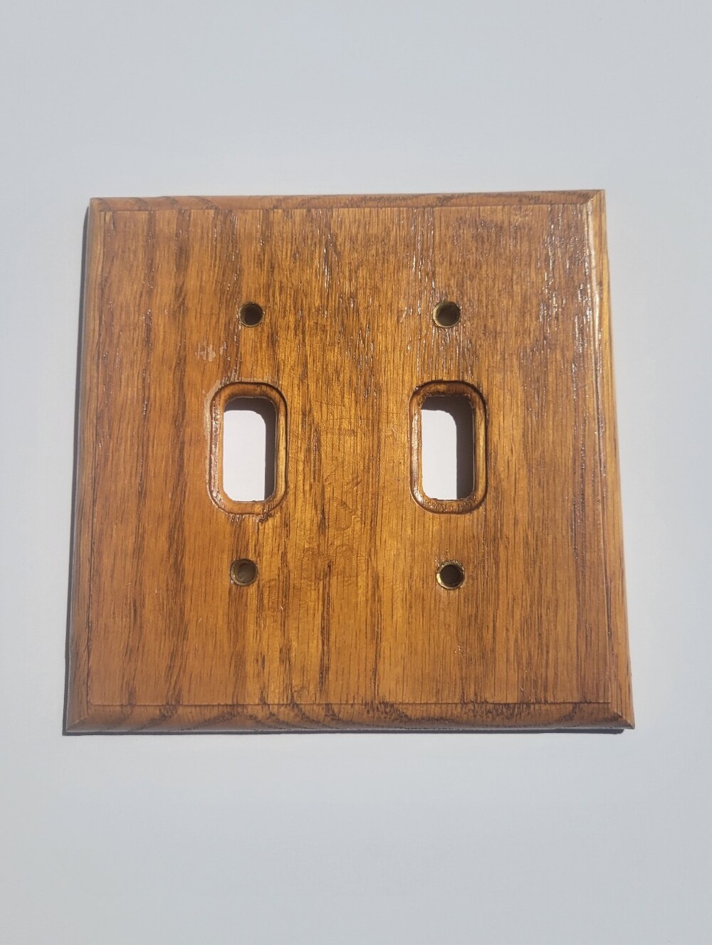 Vintage Wood Grain Double Toggle Wall Plate